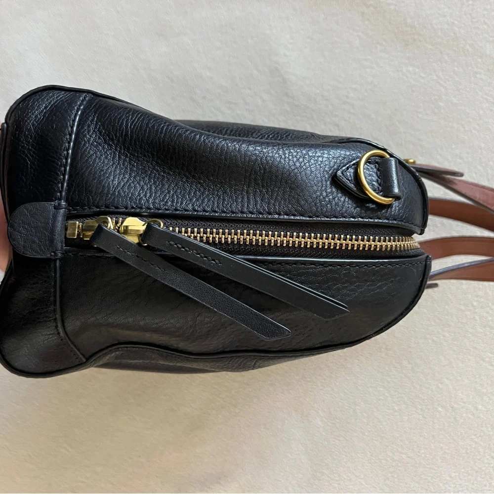 Fossil Black Brown Rachel Small Leather Satchel Purse Handbag Classic - no strap